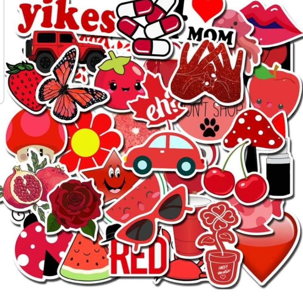 50 Stickers | No Repeats | 2-3 inch | Red | Brand New